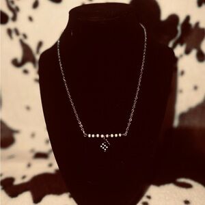 Elegant Black & White Beaded Dice Necklace